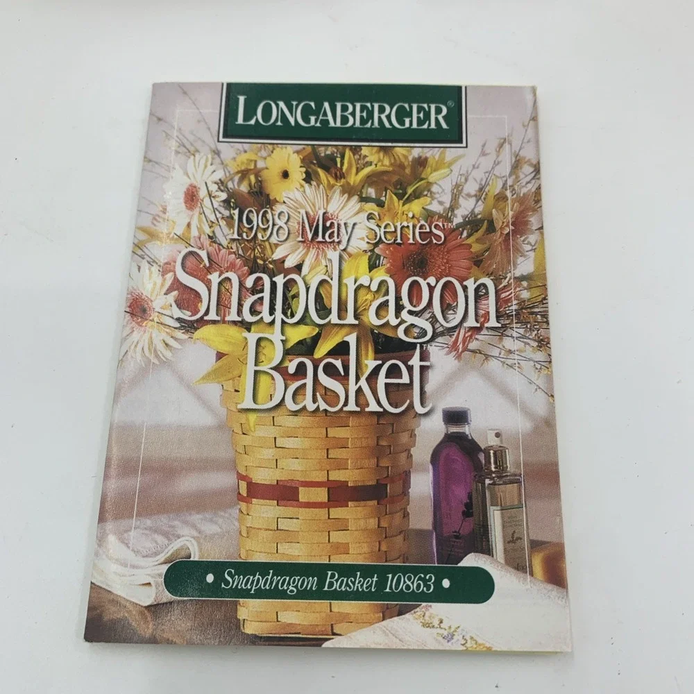 VTG NEW Longaberger  1998 Snapdragon Vase Basket Liner Protector Tie On Lid Book
